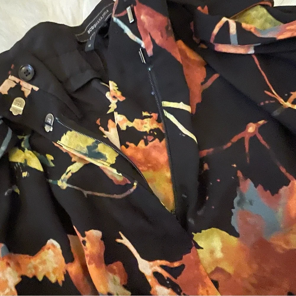 BCBGMaxAzria Black Floral Wide Leg Palazzo Pants - Picture 11 of 15